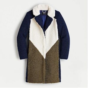 J. Crew Teddy sherpa topcoat in colorblock